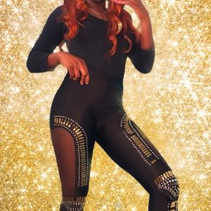 “TALK TO ME NICE” leggings with lace